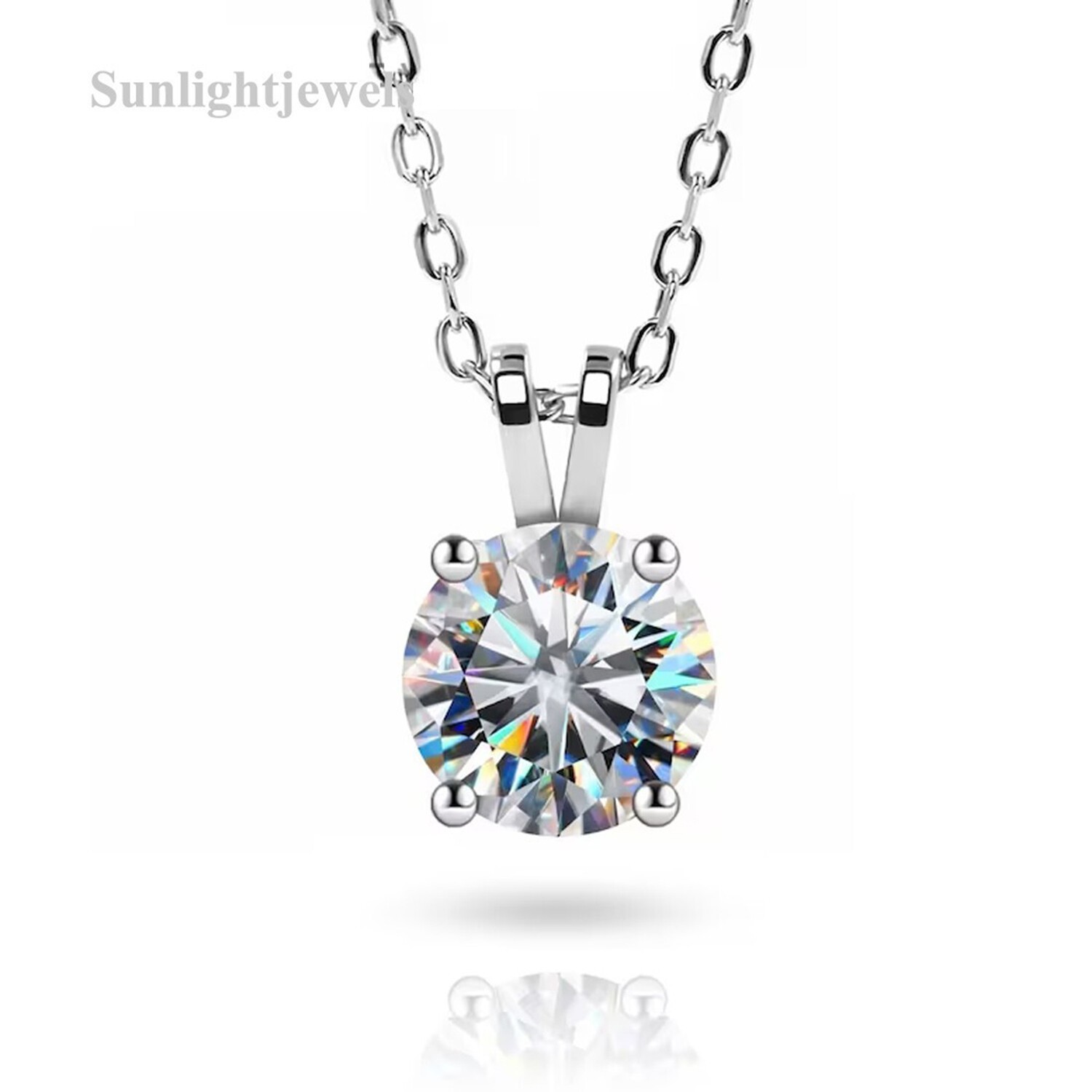 Round Cut Lab Grown Diamond Statement Necklace 3.6 Ct in 925 Silver – Romantic