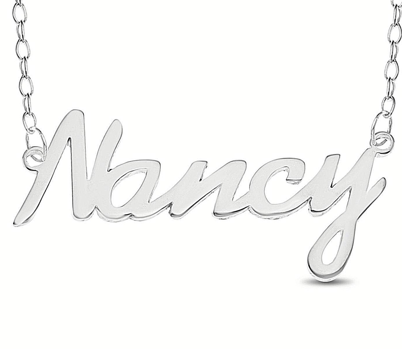 Nancy Name Plate Necklace Pendent Sterling Silver female Personalized Custom