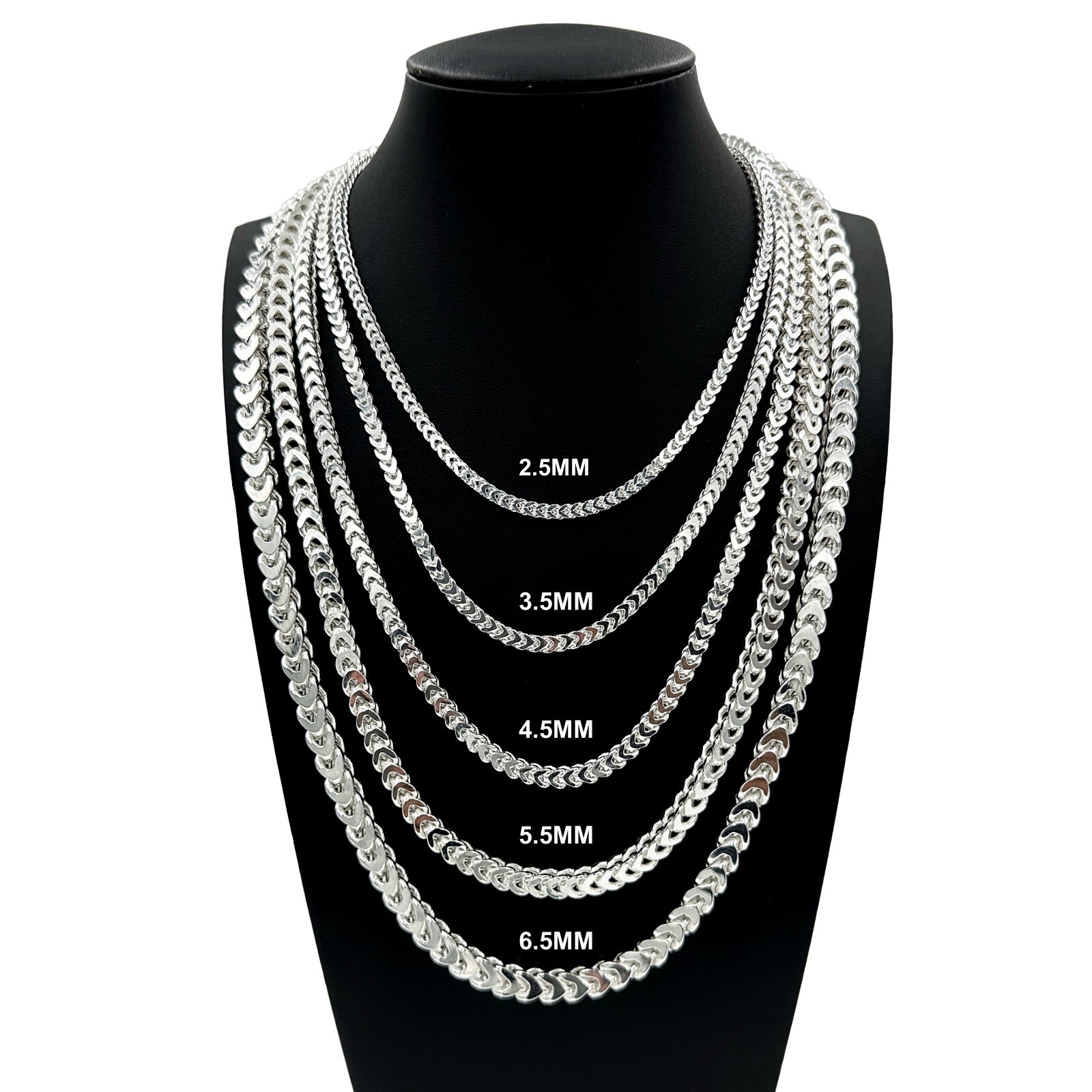 Real 925 SOLID Sterling Silver FRANCO LINK CHAIN Necklace or Bracelet ITALY