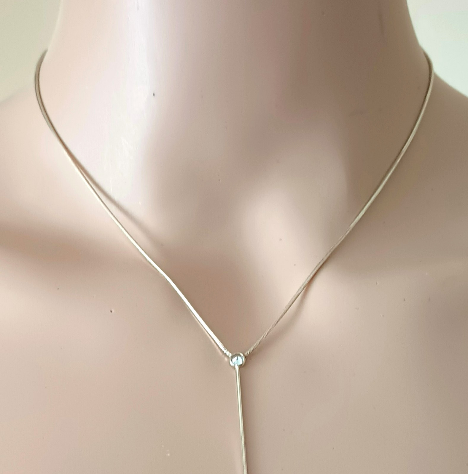 Dyadema Italy 925 Lariat Necklace 18″ Sterling Silver 2 Tone Leaves Tiny Crystal