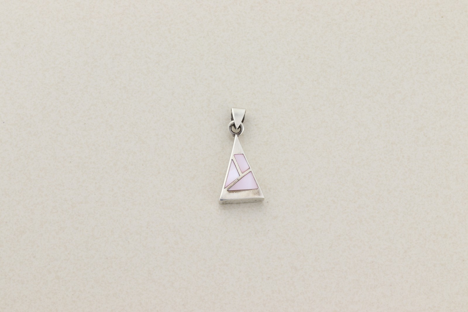 Pendant Only Sterling Silver Mother of Pearl Triangle Pendant 1 1/4″ x 1/2″ inch