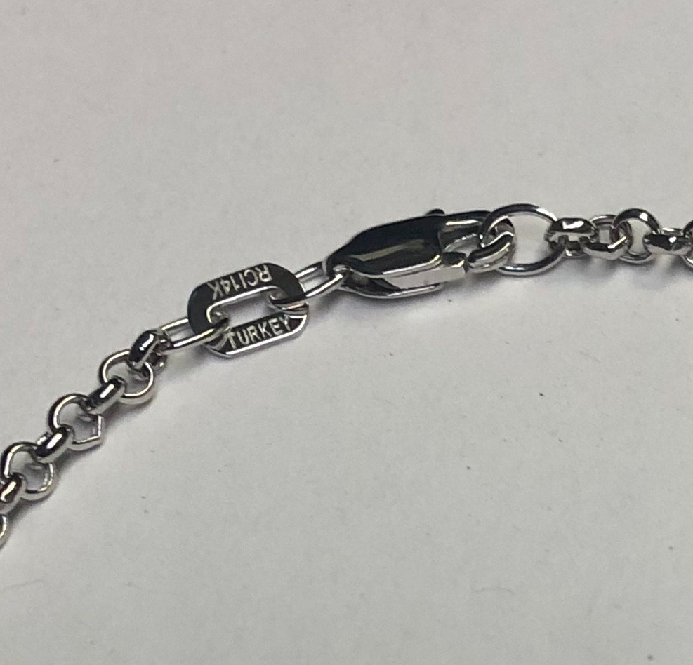 14k White Gold 22″ Round Cable ROLO Link Pendant Chain/Necklace 2.5mm 3.4 Grams
