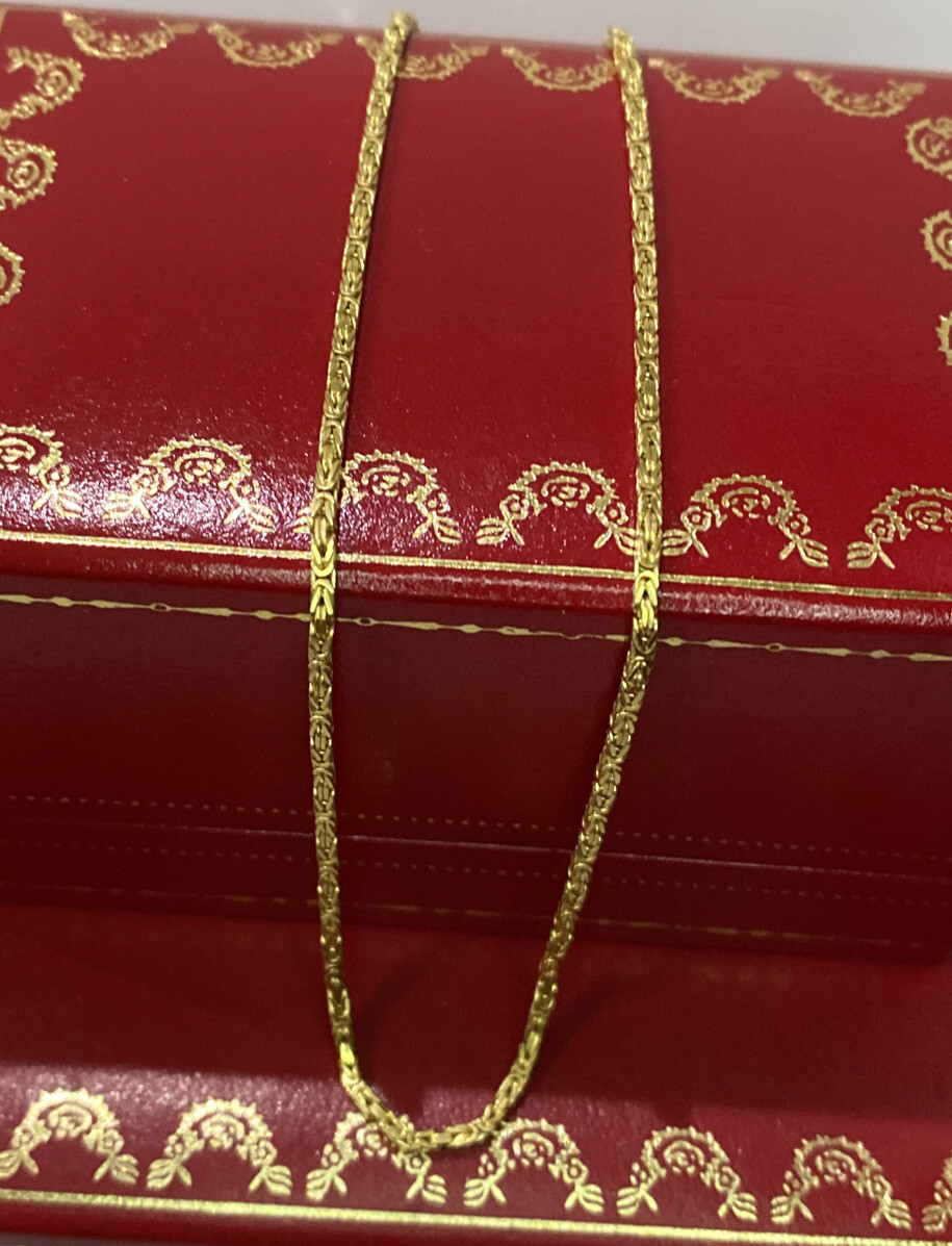 18k Yellow Gold Byzantine Braided Collar Chain 750 Kids Childrens Necklace 15.5”