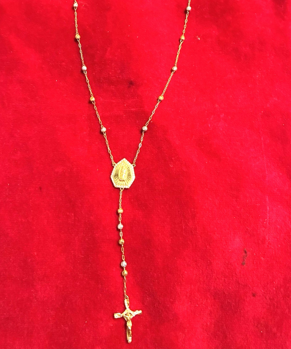 Gold Over Solid 925 Sterling Silver Beads 24″ New Stunning