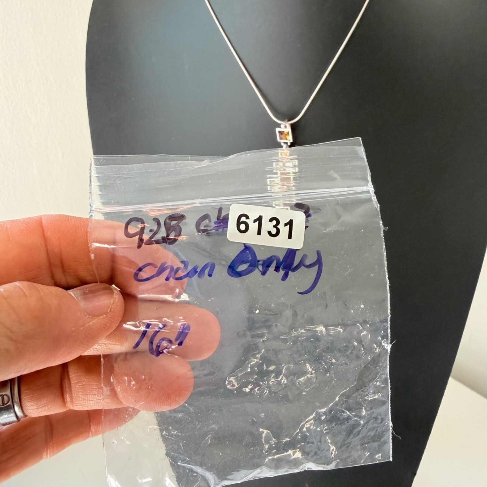 Sterling Silver Snake Chain Necklace Geometric Pendant Square Gemstones Chain