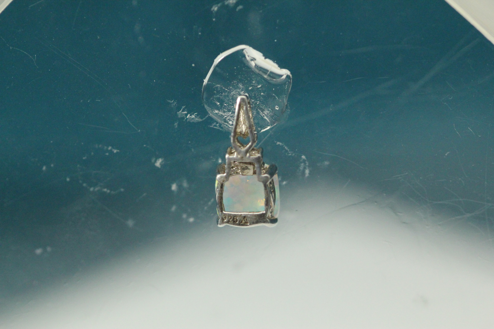 925 Sterling Silver Square Cut Opal Slide Pendant 0.9 Grams (PEN8824)