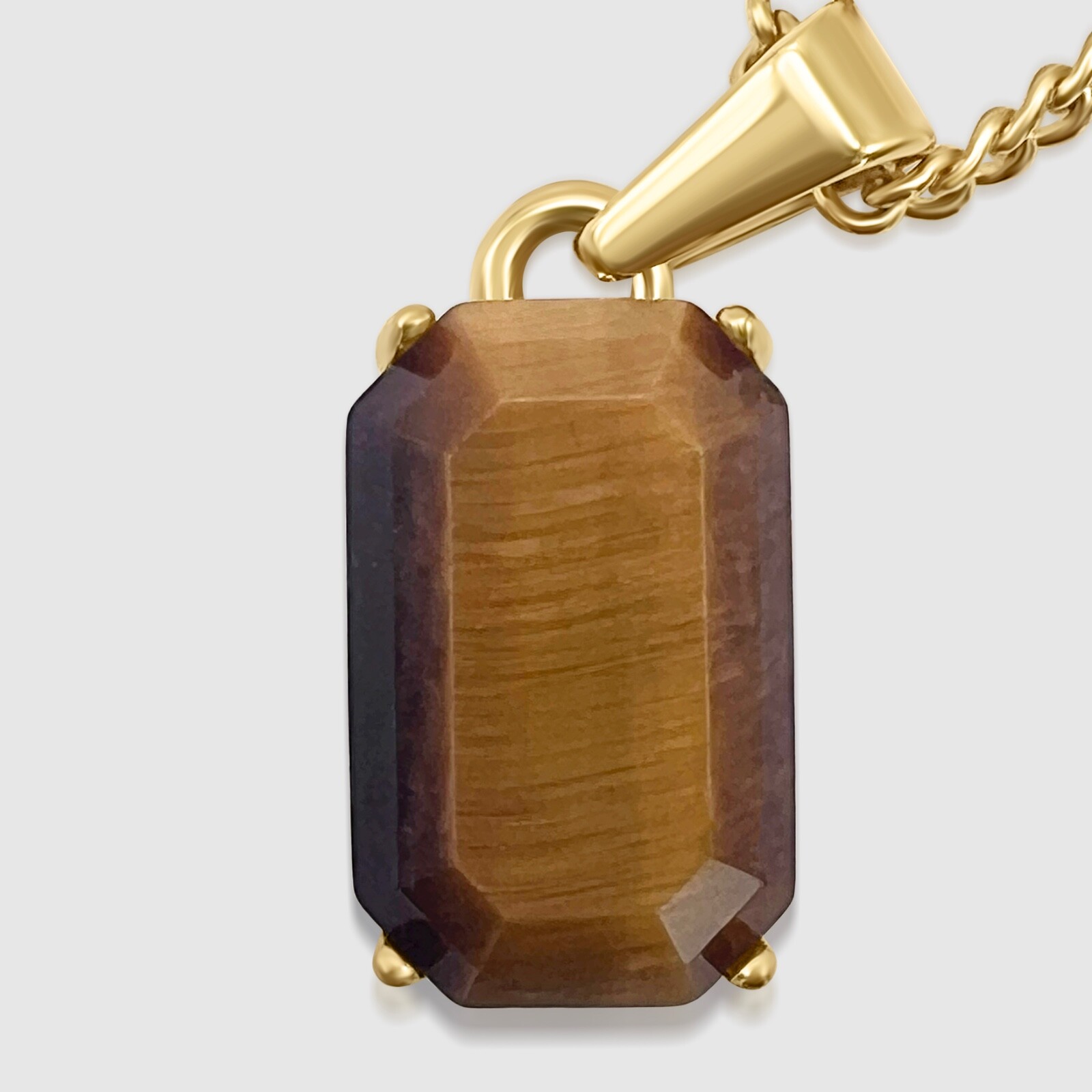 Tiger Eye Pendant & Necklace In 18k Gold 20” Chain – Tiger’s Eye Amulet Jewelry
