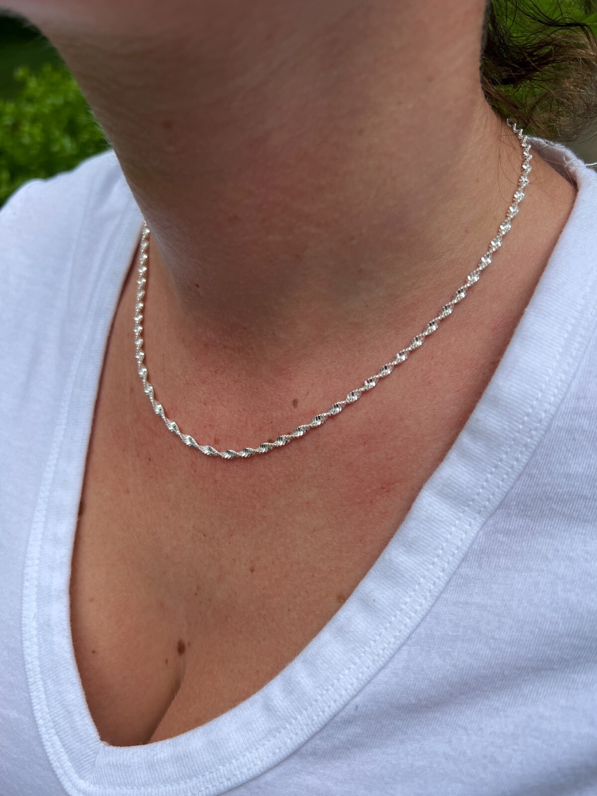 Real 925 Sterling Silver 2.5mm Loose Singapore Rope Chain Necklace Mens Ladies
