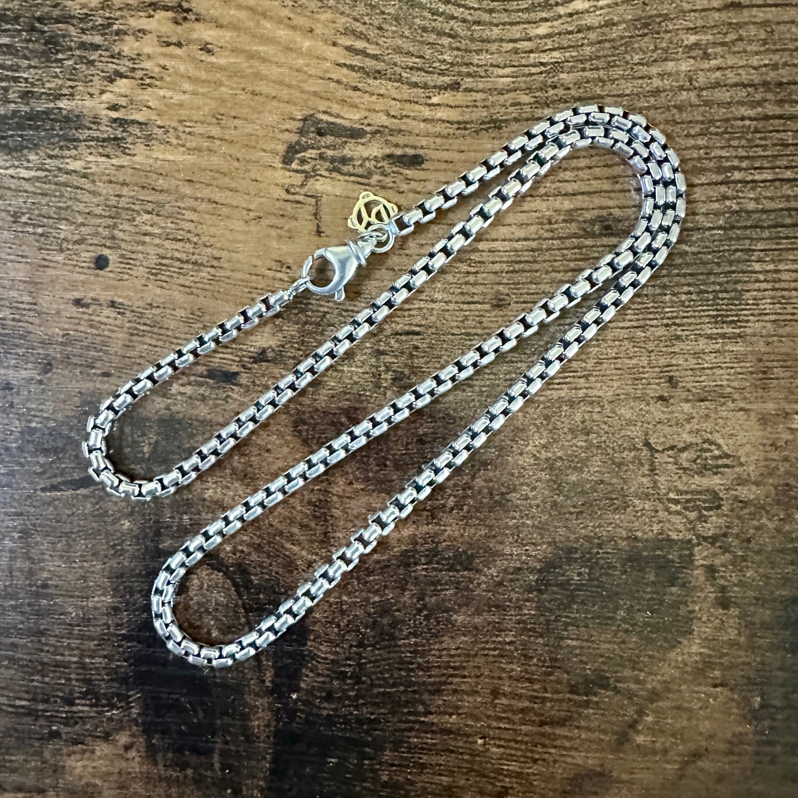David Yurman Medium Box Chain Necklace w/ 14K Yellow Gold – 3.6mm – 18″