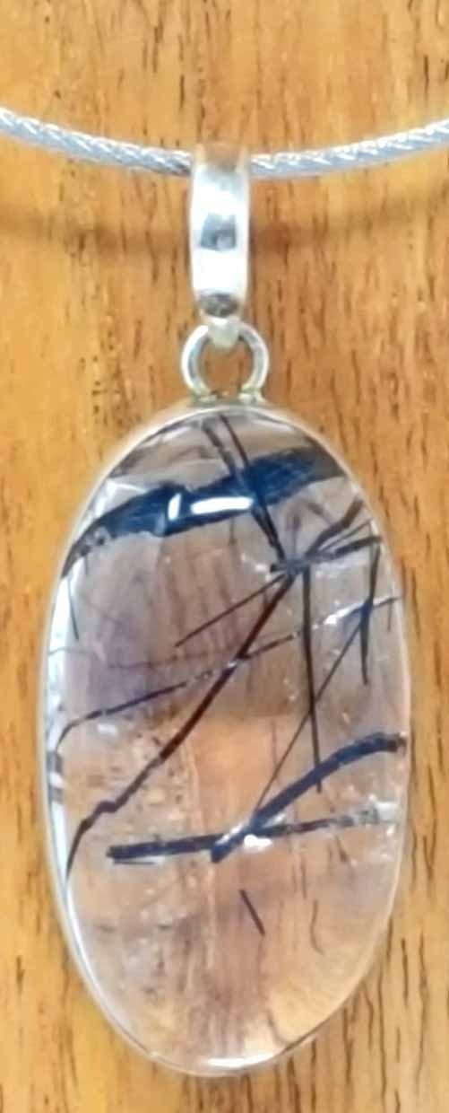 Silver Pendant Gemstone Tourmaline Quartz 19.1g AA Quality Eye Clean 925 Silver