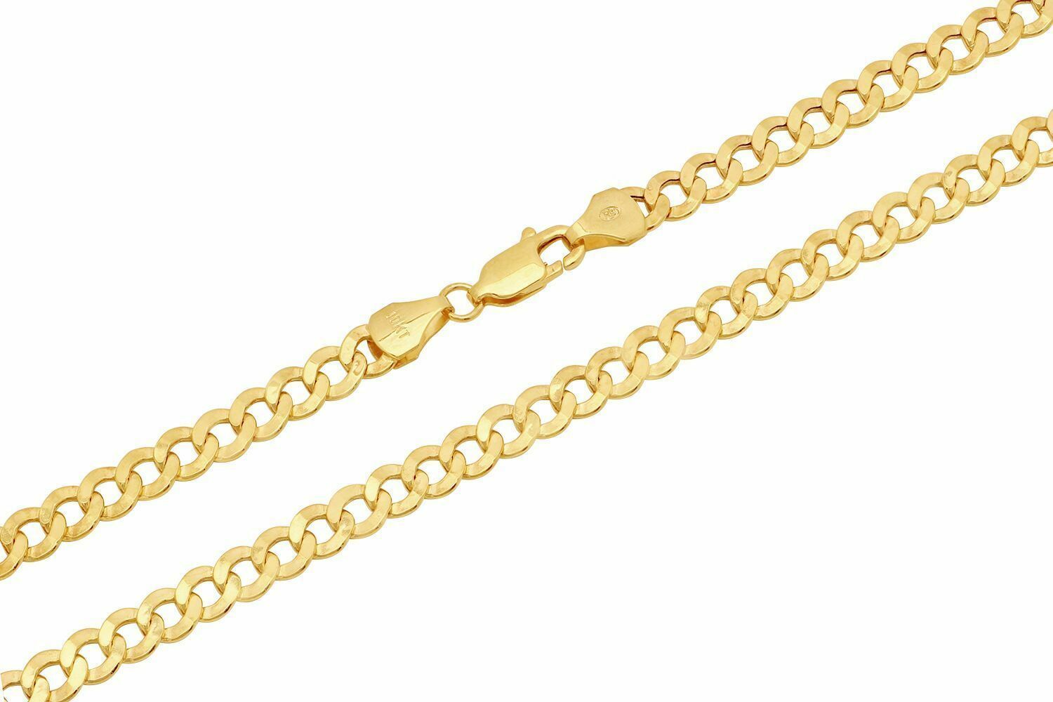 10k Yellow Gold Cuban Curb Link Chain Necklace 2.5mm-4.5mm Size 16″-30″ Hollow