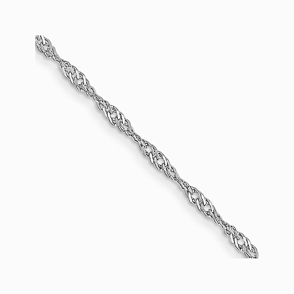 14K White Gold 1mm Carded Singapore Chain Necklace 16″-24″