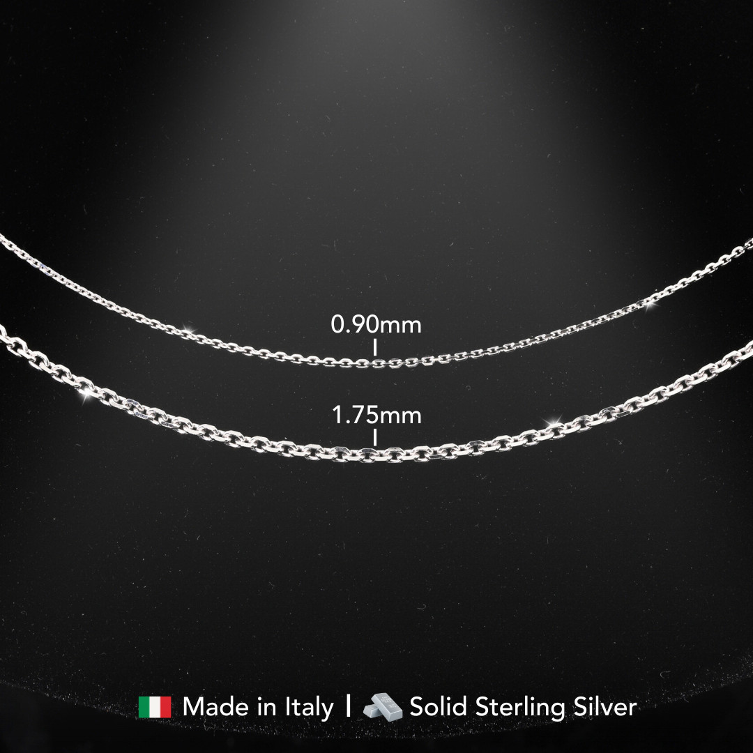 Solid 925 Sterling Silver Diamond-Cut Cable Chain Italian Necklace 16″ 18″ 20″