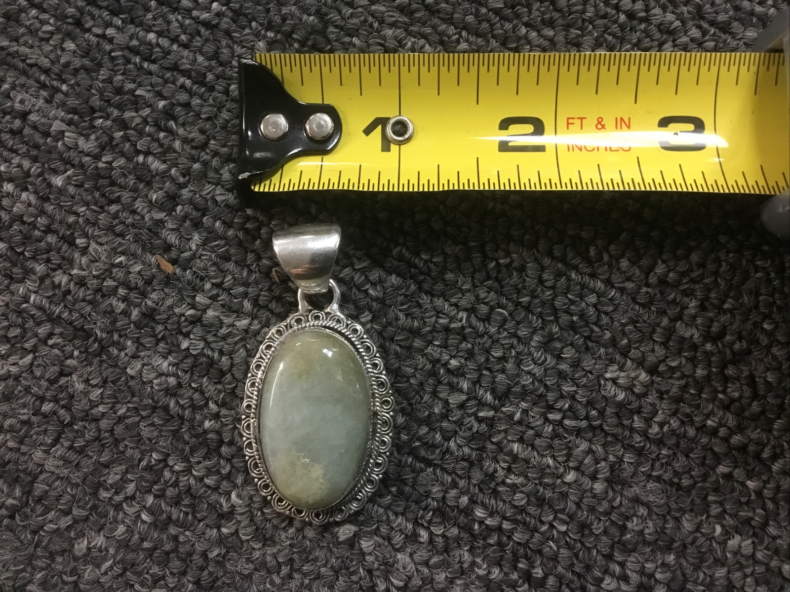 925 Sterling Silver Grey/Green/Blue Colored Pendant 13.3 grams Large Bale