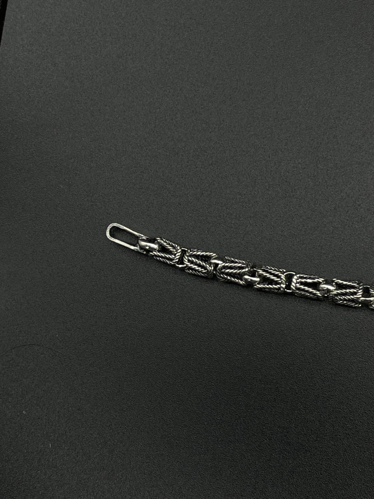 925 Sterling Silver King Byzantine Oxidized Chain Necklace, Handmade Bali Chain