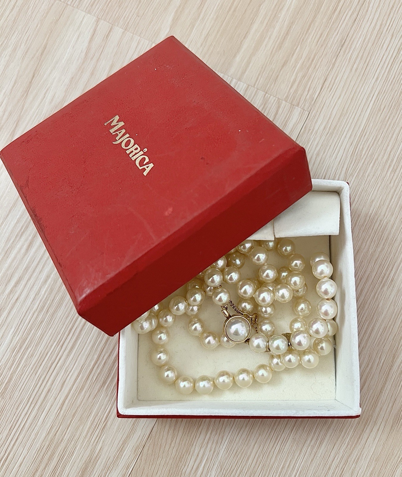 AUTHENTIC Majorica Pearl Necklace 925 Sterling Silver Clasp Stamped