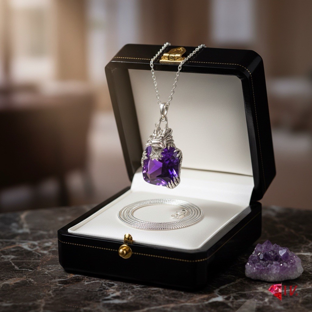 Amethyst Dragon Pendant Necklace