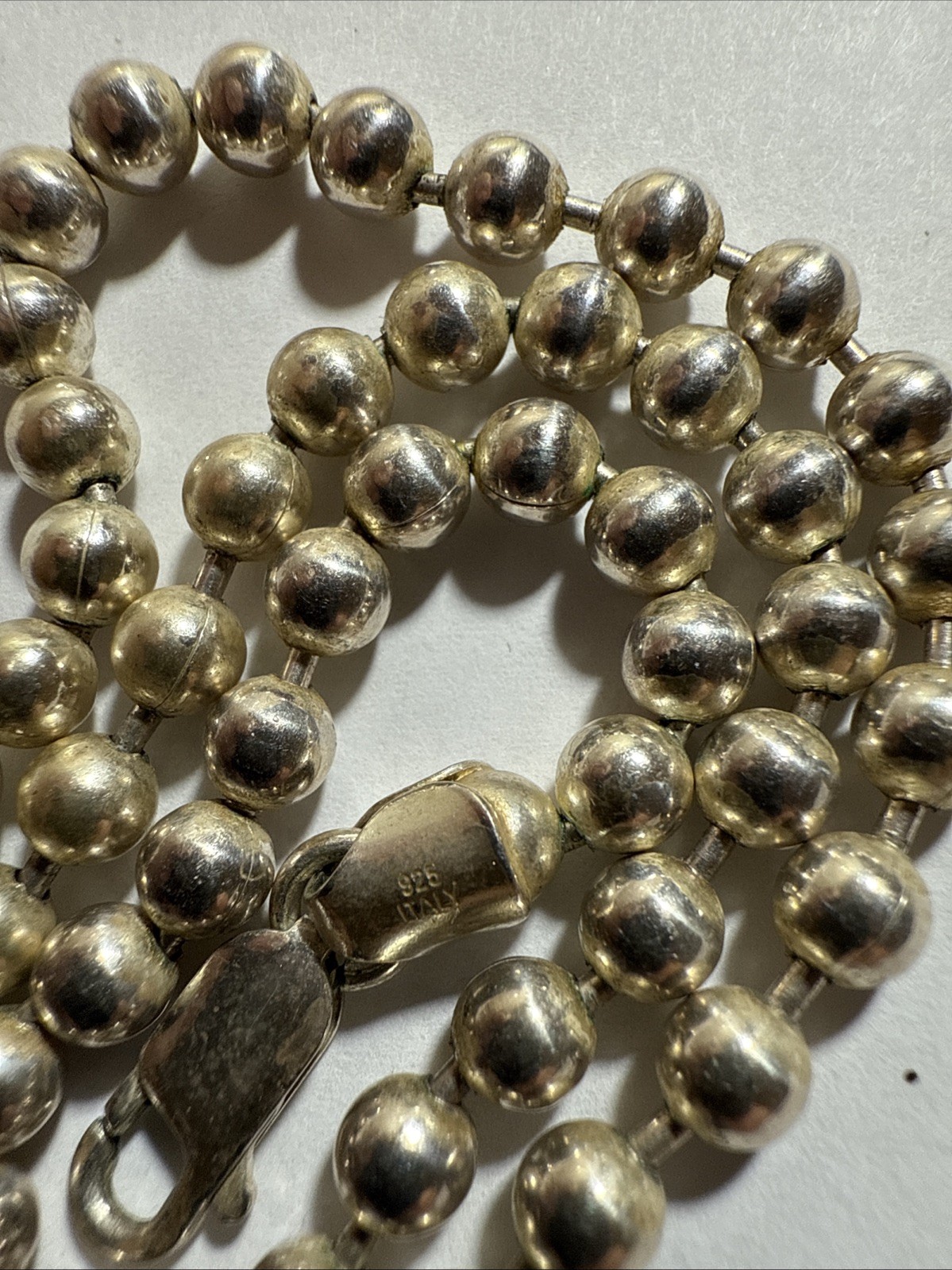 Choker 5mm Solid Sterling Silver Italian Ball Vintage 16.5” Signed FAS Italy 925