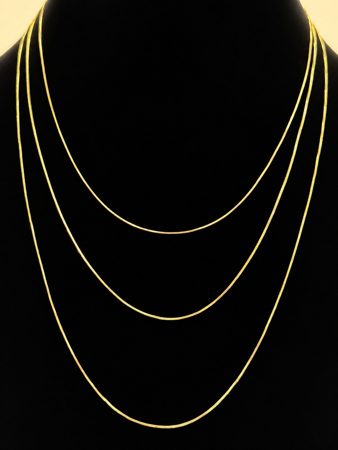 14K Yellow Gold Solid Box Chain Necklace Spring Ring Clasp 1 mm wide 16″,18″,21″