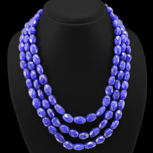 TOP EXCLUSIVE 747.50 CTS EARTH MINED ENHANCED SAPPHIRE FACETED BEADS NECKLACE