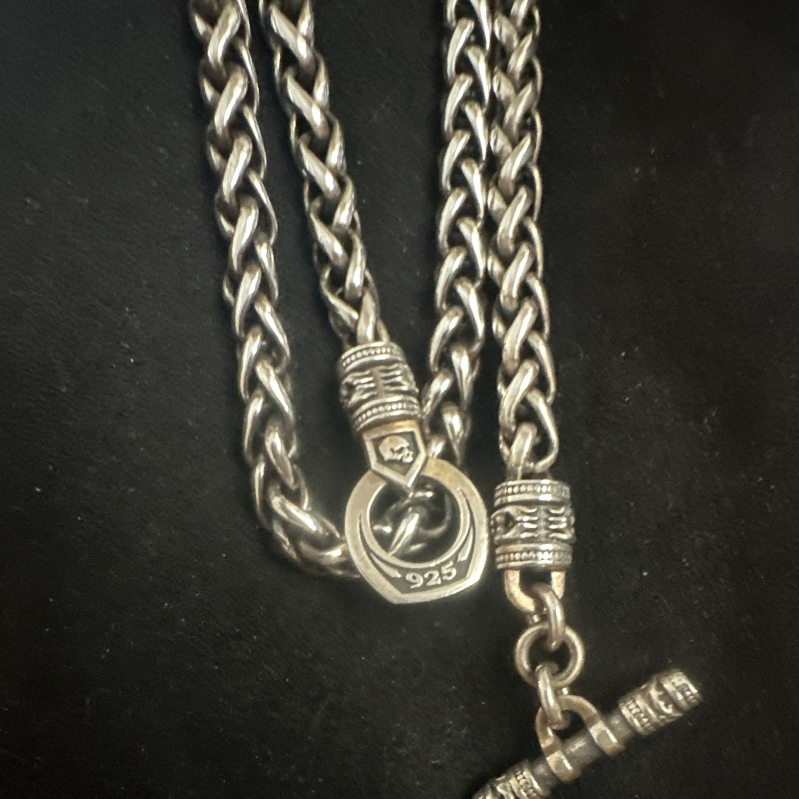NightRider /925 Sterling Silver Rope Chain Necklace – Toggle Closure, Silver