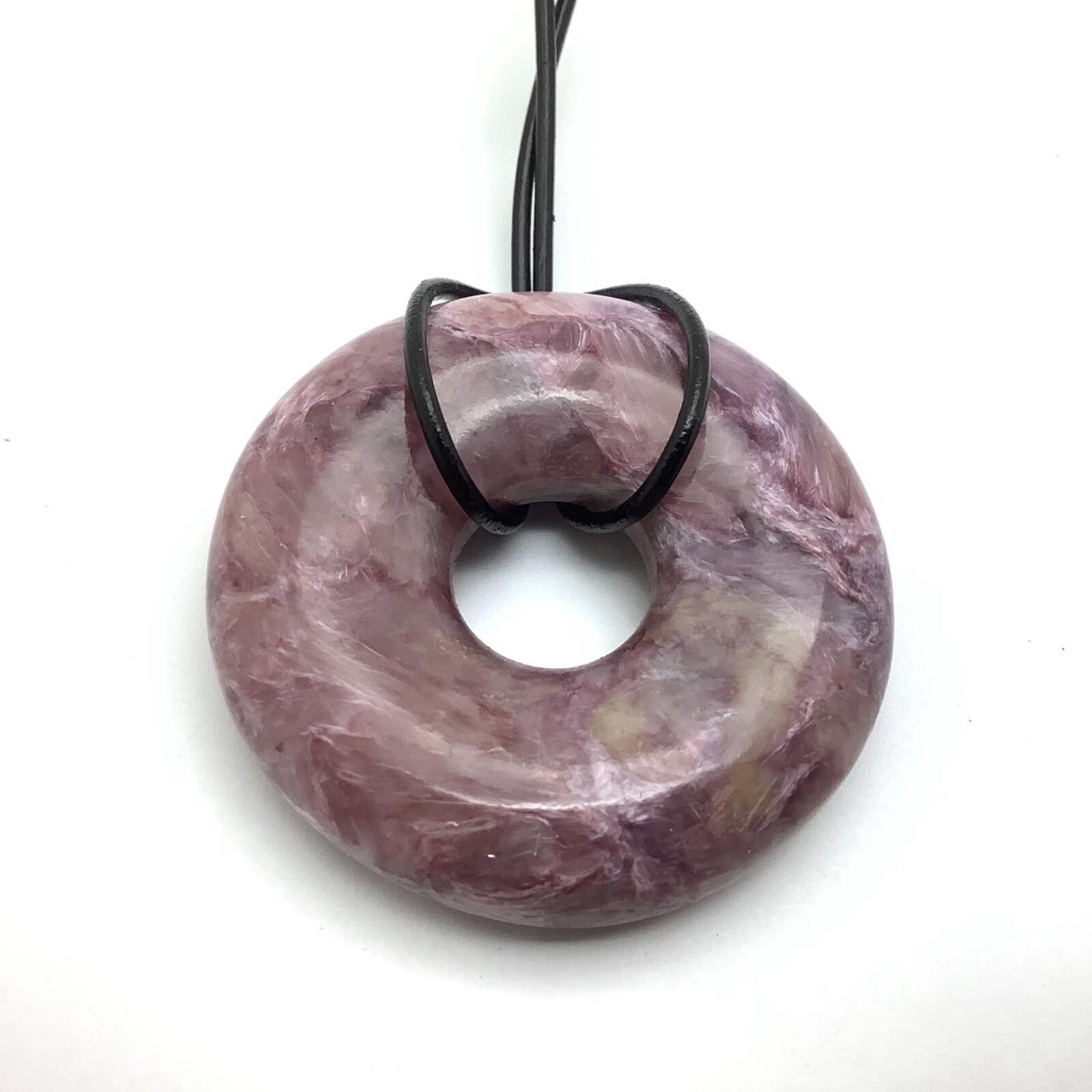 Siberian Charoite Pendant Large & Thick Purple Bi Disk Necklace Siberia 41 mm #8