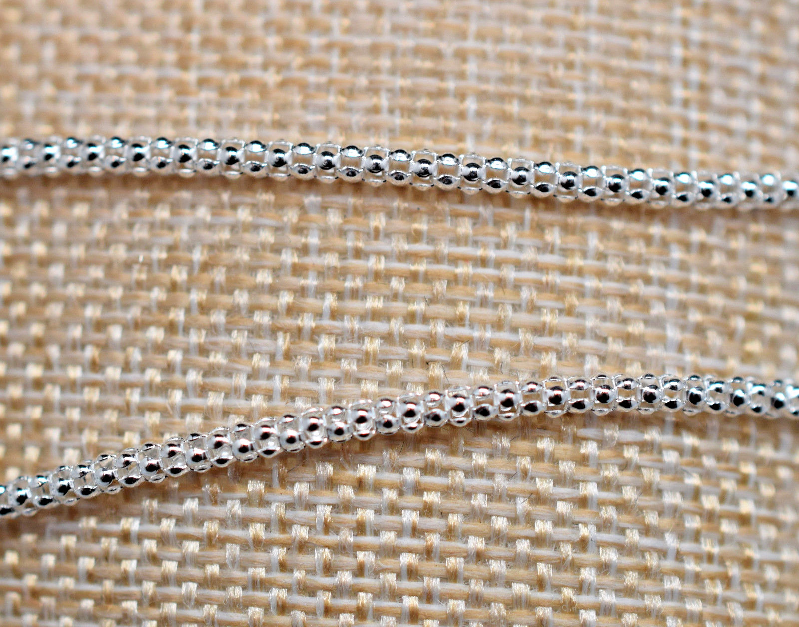 1.8 mm Adjustable Popcorn Chain Necklace Solid 925 Sterling Silver Ball Slide