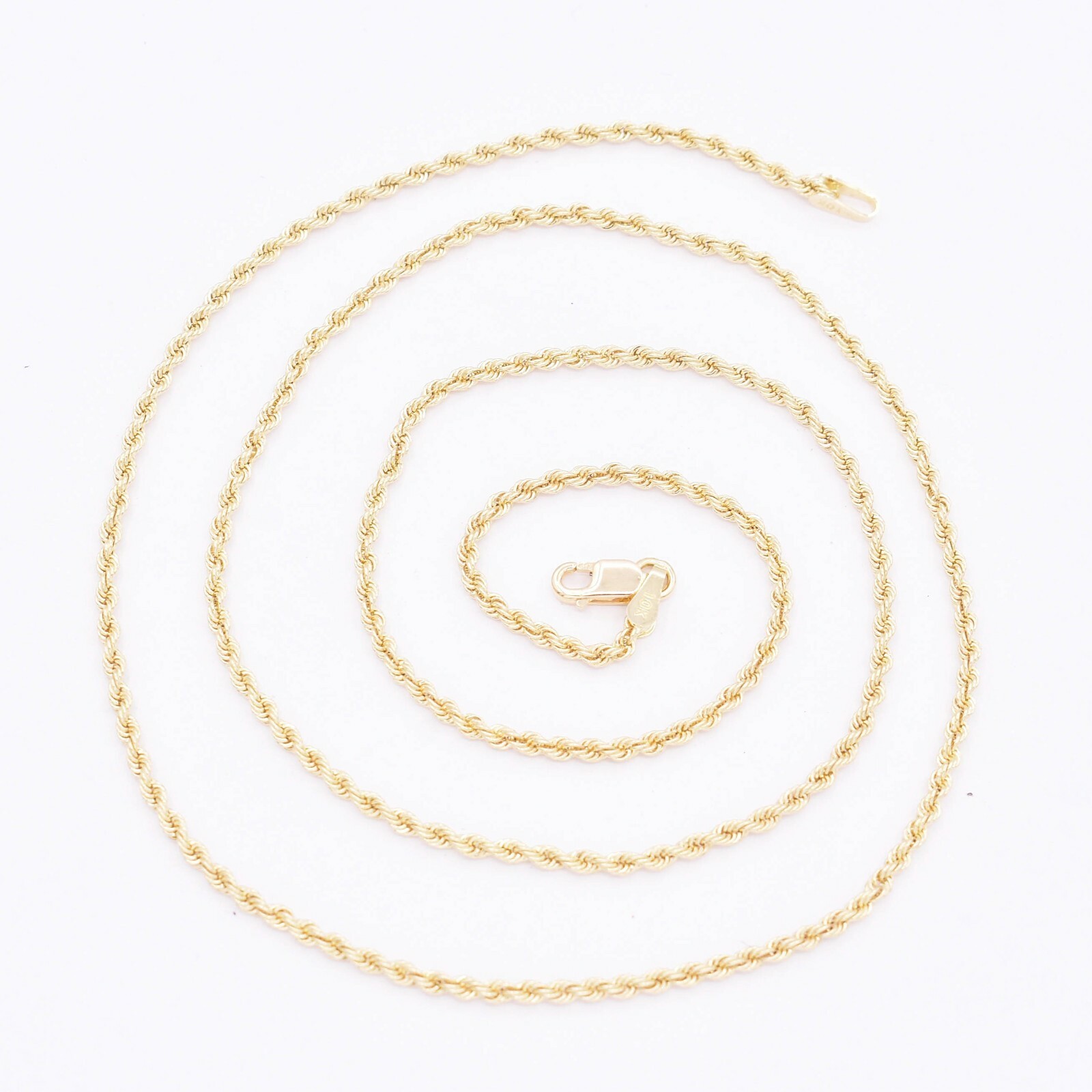 1.8mm Twisted Rope Chain Necklace Real 10K Yellow Gold All Sizes