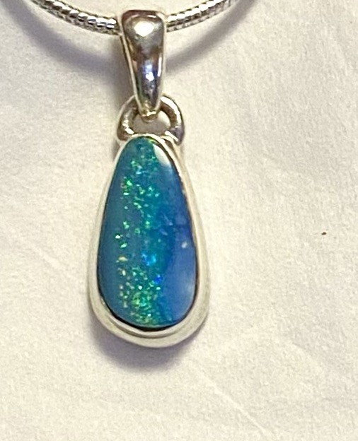 Natural Australian Opal Pendant 7/8” 925 Sterling Silver 🌹