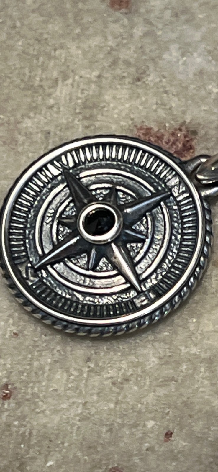 David Yurman Sterling Silver Maritime Compass Amulet Pendant 925 Black Diamond