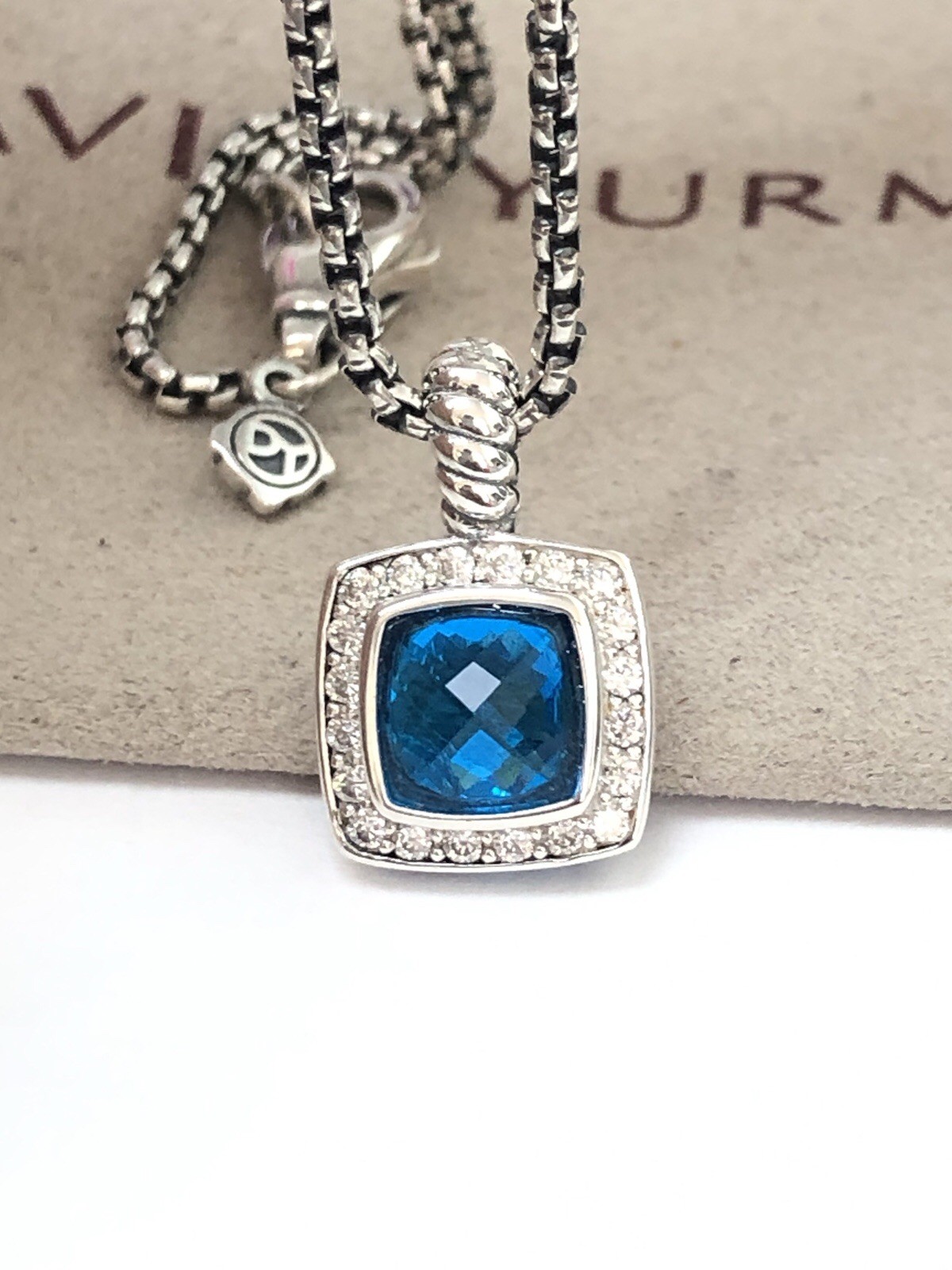 DAVID YURMAN Albion Sterling Silver With Blue Topaz & Diamond 7mm Necklace