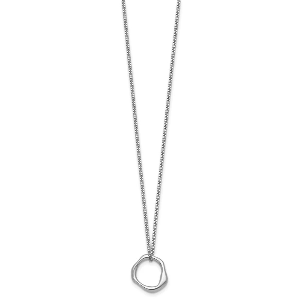 Sterling Silver Rhodium-Plated Polished 16 With 2in Ext Abstract Necklace