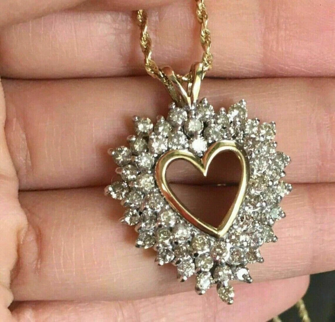 2Ct Round Cut Diamond Heart Engagement Women’s Pendant 14K Yellow Gold Plated