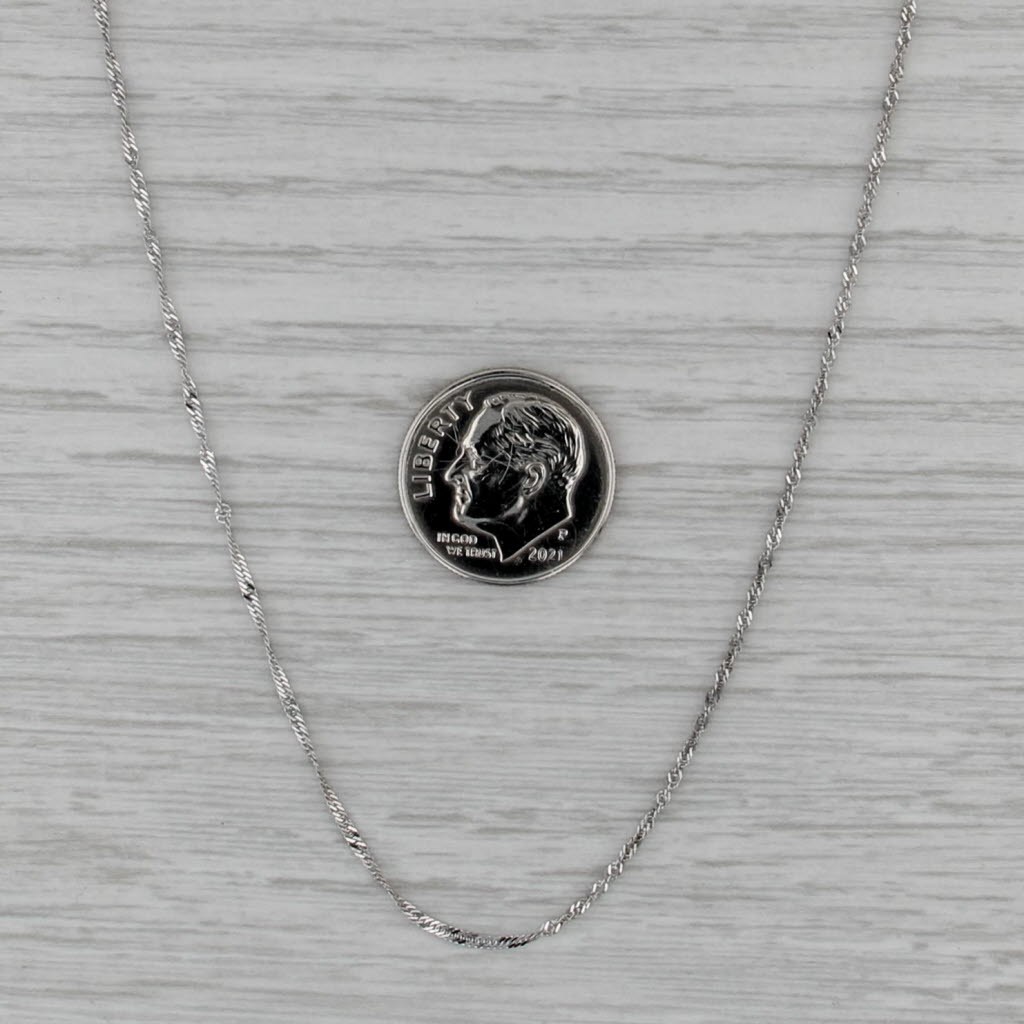 20″ 1.2mm Singapore Chain Necklace 14k White Gold Italian