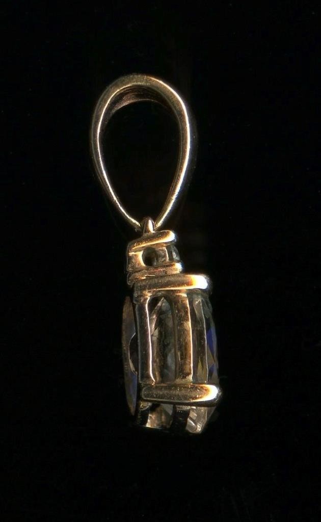 10K Fine Solid Rose Gold 8mm Oval Clear Quartz & Natural Diamond Pendant -CL