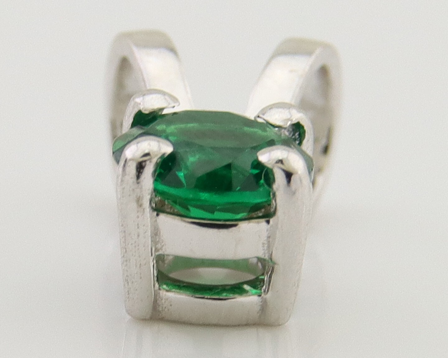 May Birthstone Pendant Set in 14k Solid White Gold