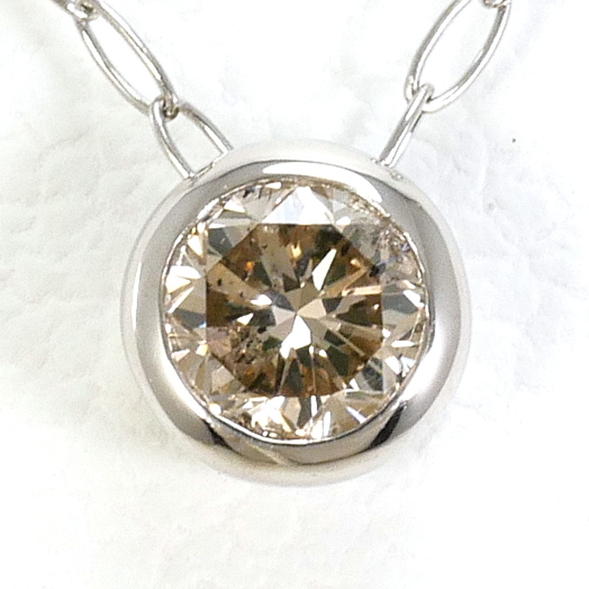 PT900 Platinum PT850/Platinum Necklace Brown Diamond 0.13ct 0.8g 39cm Free s…