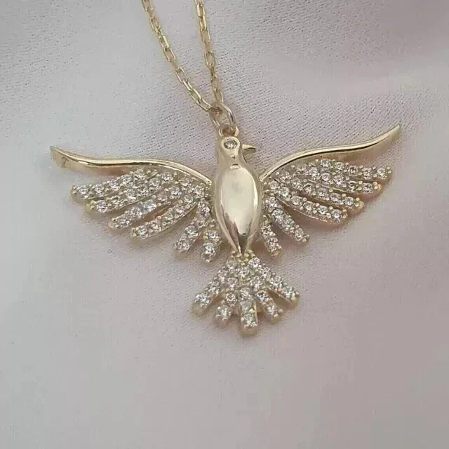 3.00CT Round Cut Lab Created Diamond Women’s Bird Pendant 14k Yellow Gold Finish
