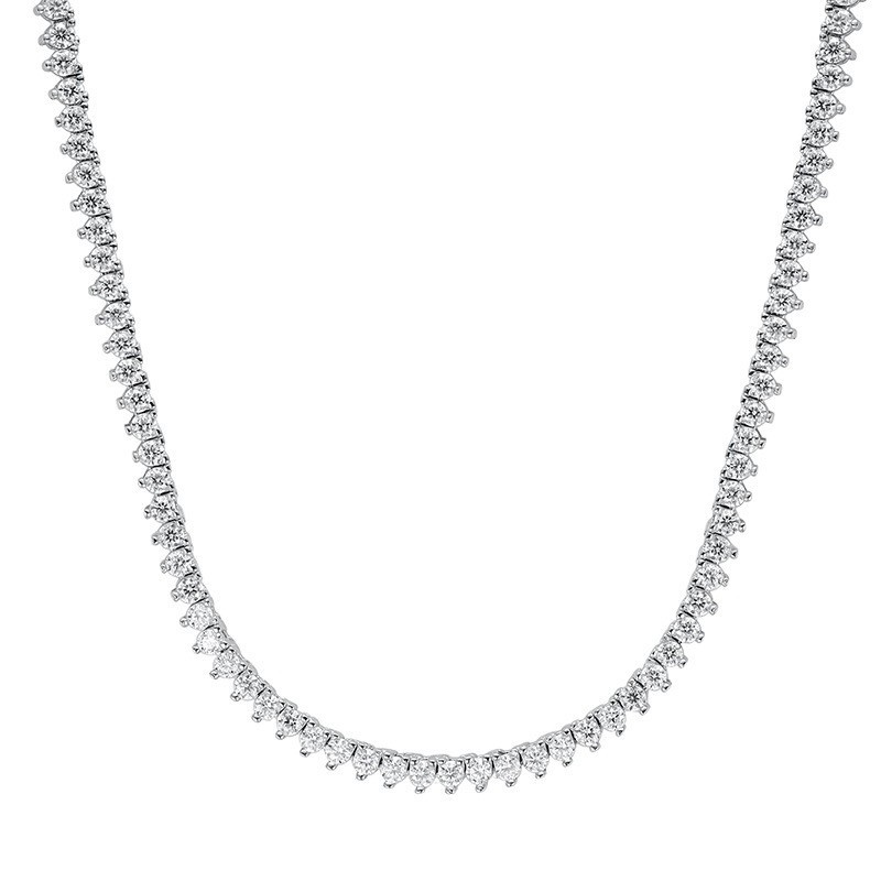 2mm D Color 3 Prong Moissanite Tennis Chain Necklace 925 Sterling Silver Jewelry