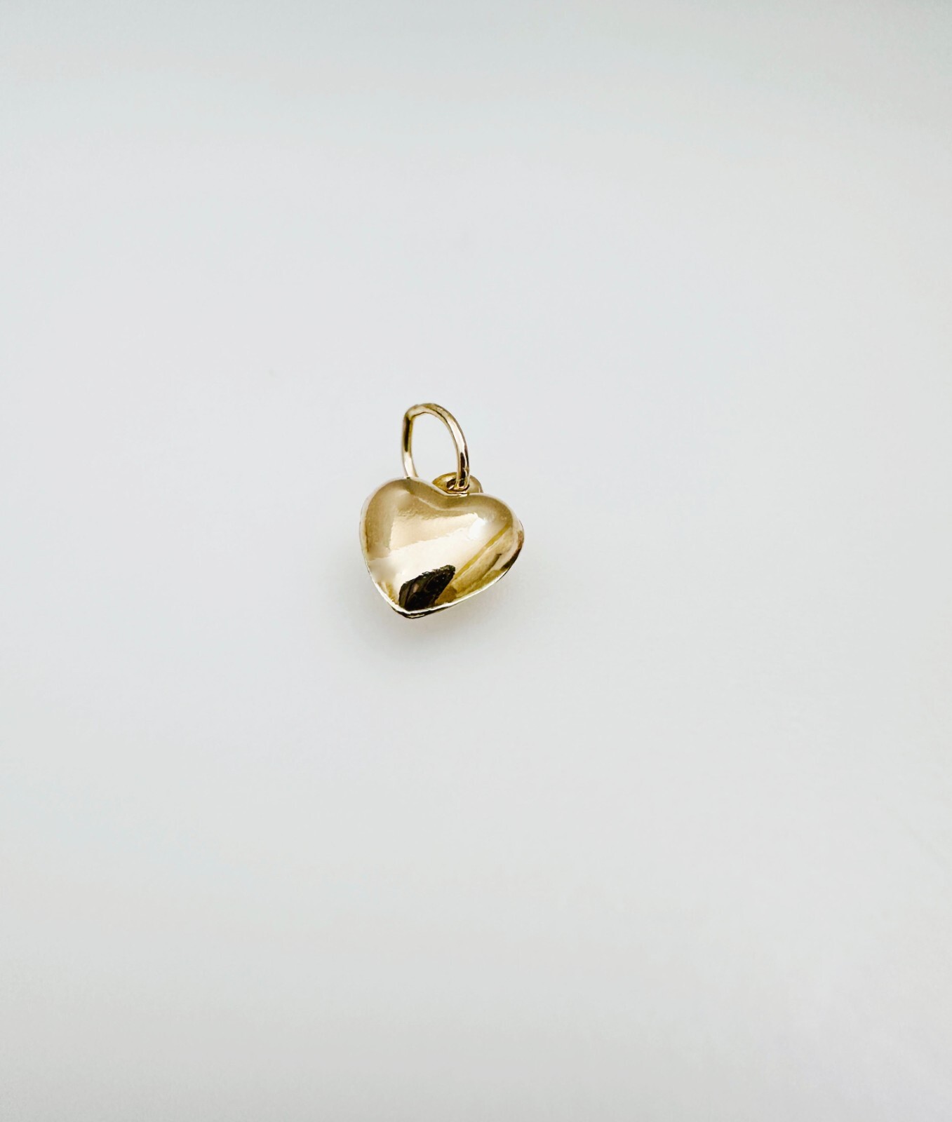 14K Solid Yellow Gold Mini / Petite Puffy Puffed Heart Charm Pendant 12.5x6mm