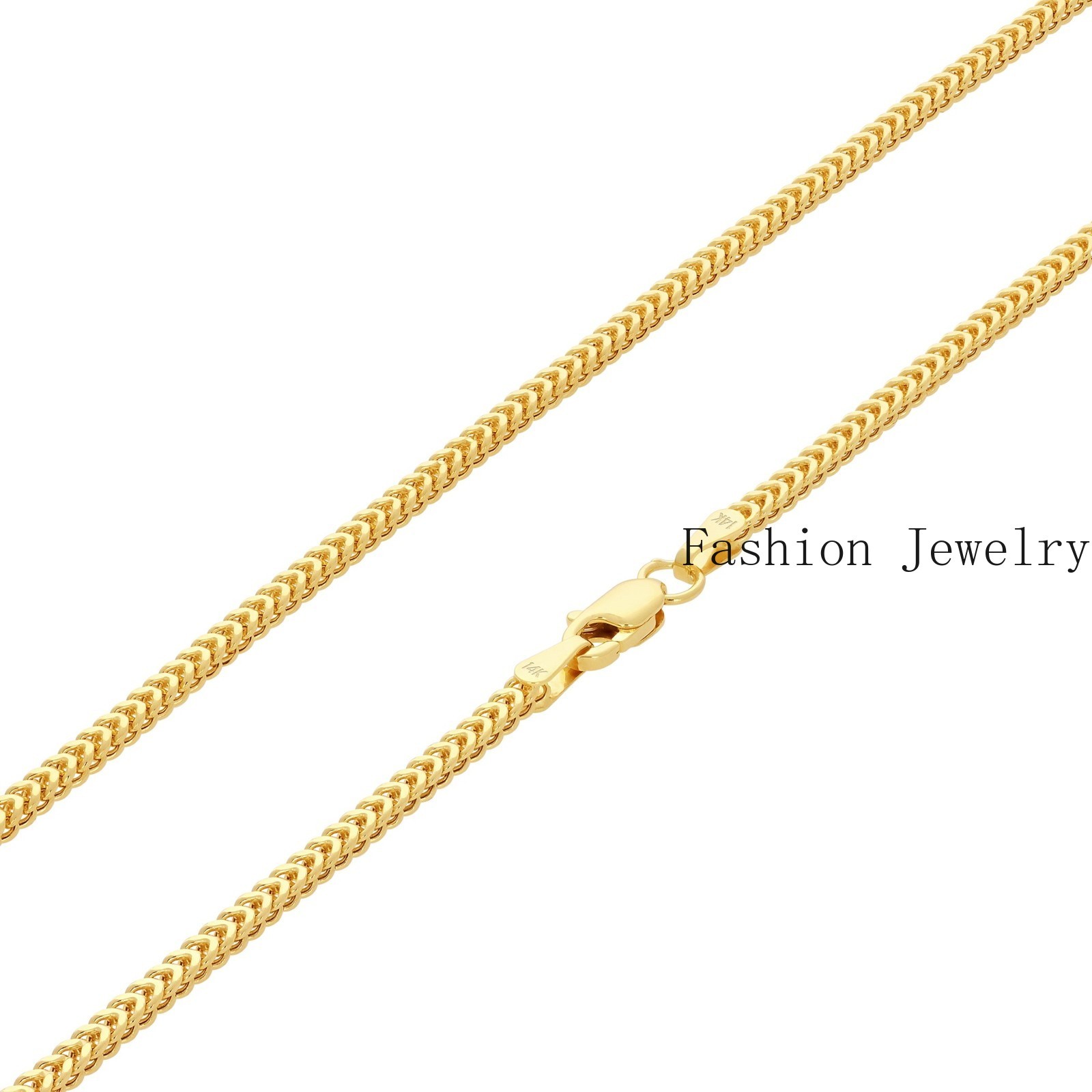 14K Yellow Gold 1.5mm Franco Box Wheat Foxtail Chain Necklace Mens Women 16″-24″