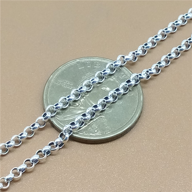 Sterling Silver Rolo Chain Necklace 925 Silver Belcher Rollo 3mm 16 – 34 Inches