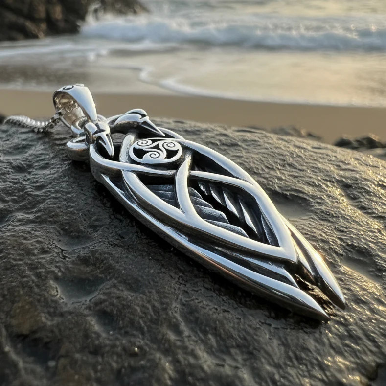 Art Deco Children of Lir Swan Necklace in Sterling Silver