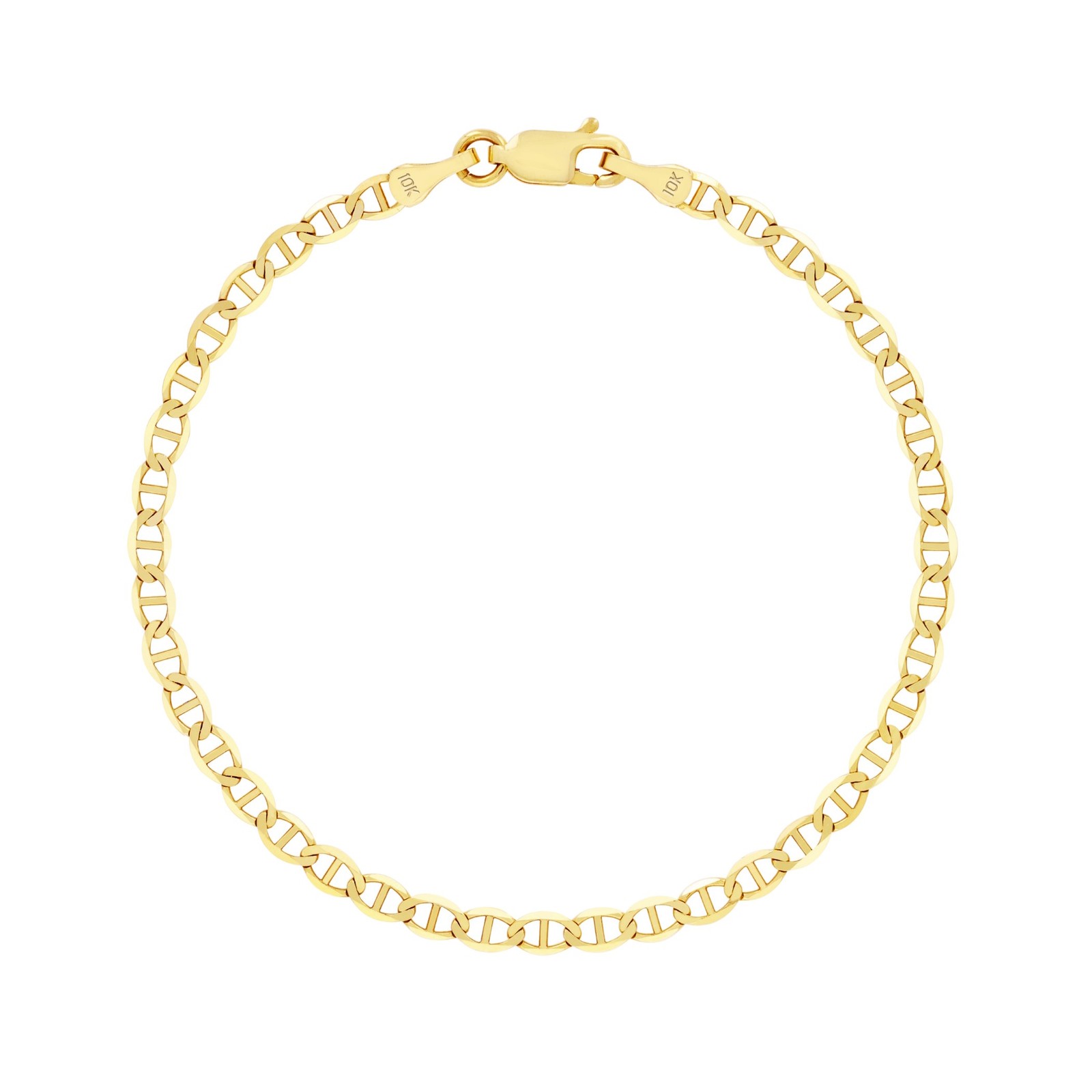 10K Yellow Gold Solid 2.5mm Mariner Anchor Chain Bracelet Anklet 7″ 7.5″ 8″ 9″