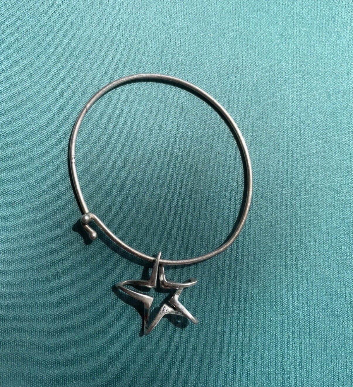 Retired James Avery Floating Star Charm w/sterling silver JA bracelet .925
