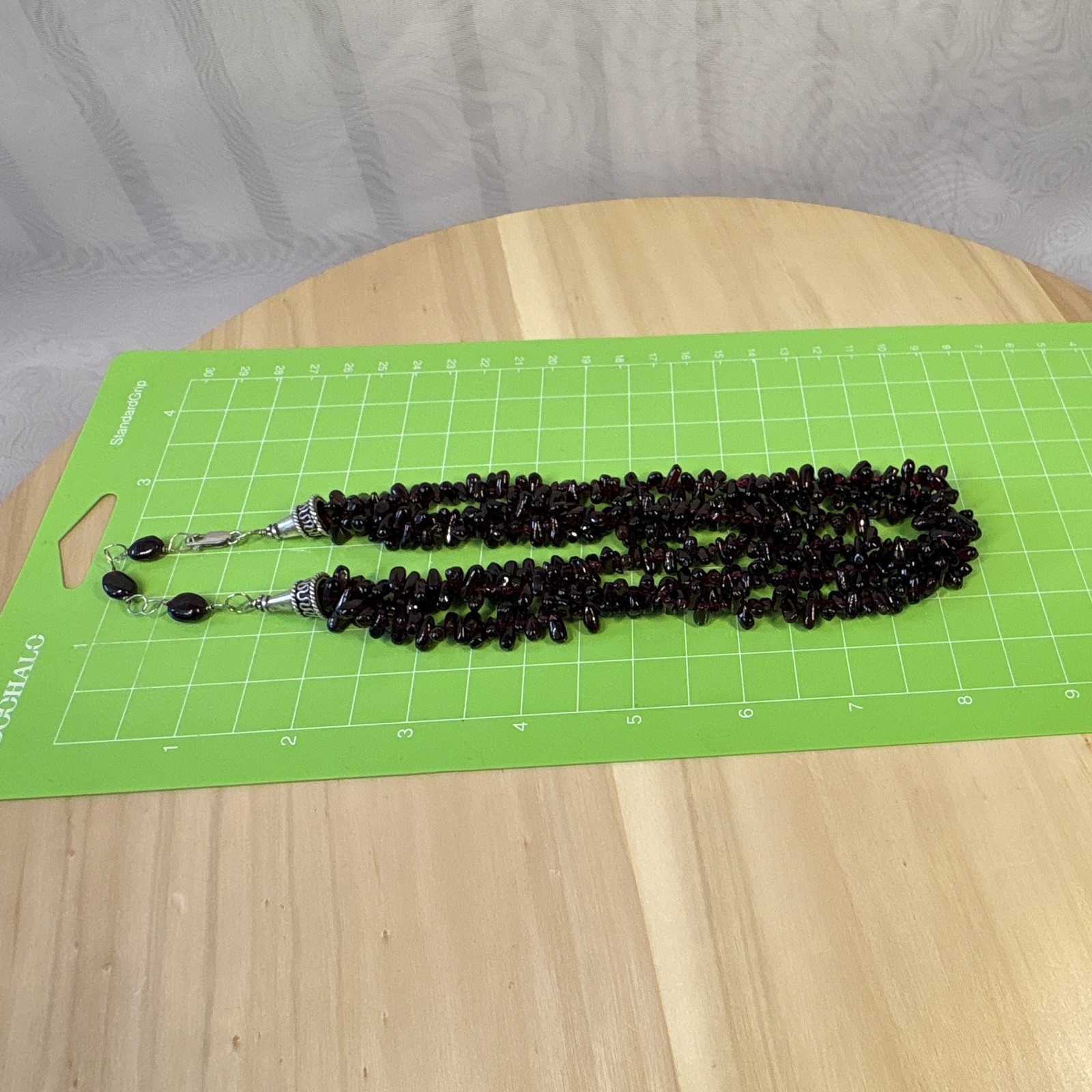 Garnet Chip nuggets Beaded Multi-Strand Necklace with a 925 clasp and Extender