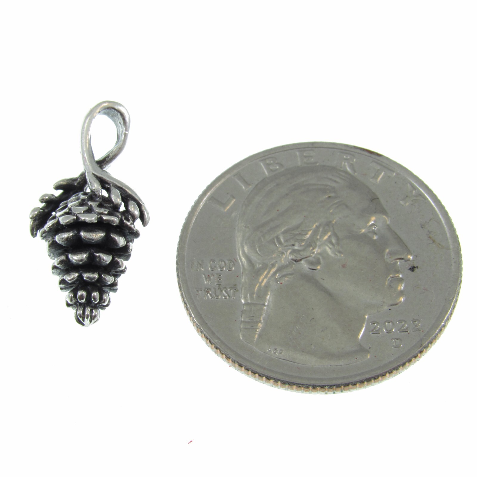 Small Solid 925 Sterling Silver 3D Pinecone Charm Pendant, Nature Forest Jewelry