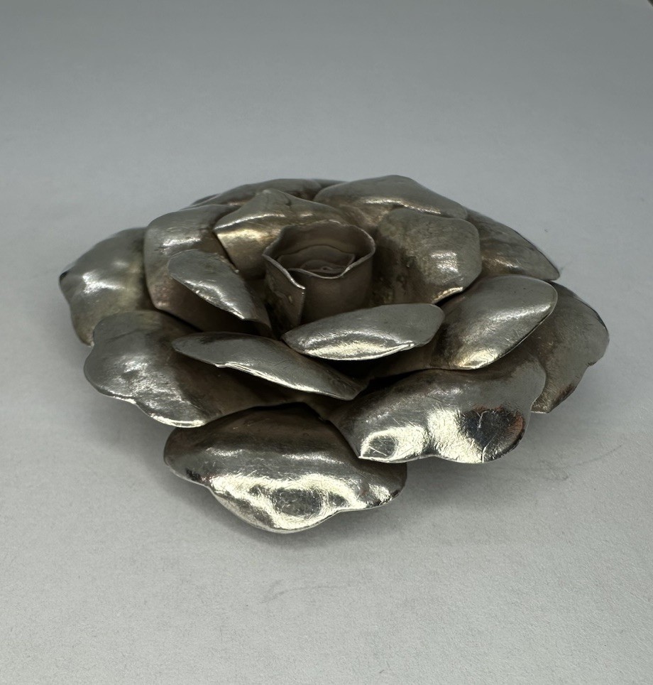 Unique VNT NOS Sterling Silver Handcrafted 3D Flower Pendant Heavy 21g 2”in!