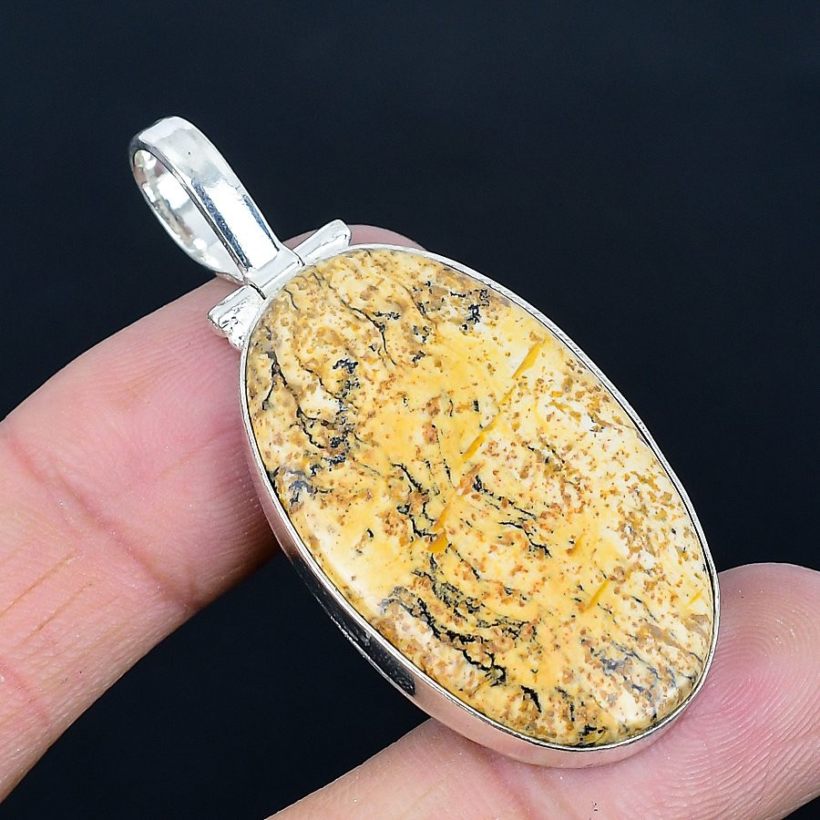 Picture Jasper Gemstone Handmade 925 Sterling Silver Jewelry Pendant 2.25″