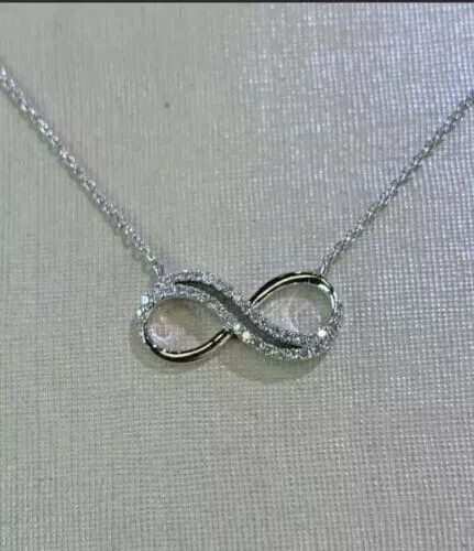 0.20Ct Lab Created Diamond Round Infinity Pendant 14k White Gold Silver Plated